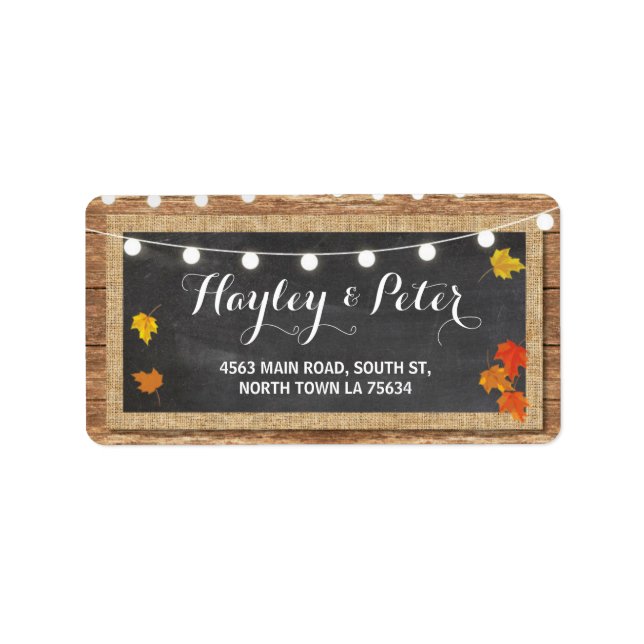 Rustic Pumpkin Chalk Adress Light Labels Stickers Adressetikett (Framsidan)