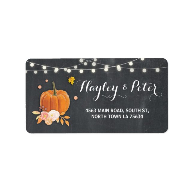 Rustic Pumpkin Chalk Adress Light Labels Stickers Adressetikett (Framsidan)