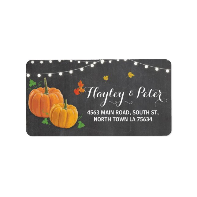 Rustic Pumpkin Chalk Ljus Address Label Stickers Adressetikett (Framsidan)