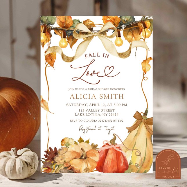 Rustic Pumpkin Coquette fall in love bridal shower Inbjudningar (Skapare uppladdad)