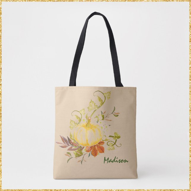 Rustic Pumpkin Fall Autumn Tote Bag Tygkasse (Skapare uppladdad)
