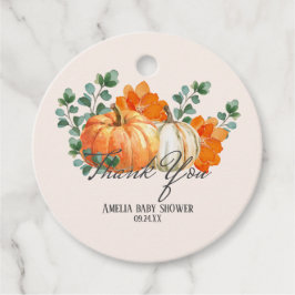 Rustic Pumpkin Fall blommigt Baby Shower Gåvor Etiketter