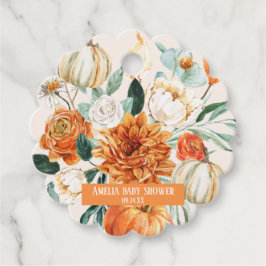 Rustic Pumpkin Fall blommigt Baby Shower Gåvor Etiketter