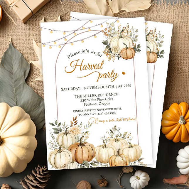 Rustic Pumpkin Fall Blommigt Harvest Party Inbjudningar (Skapare uppladdad)