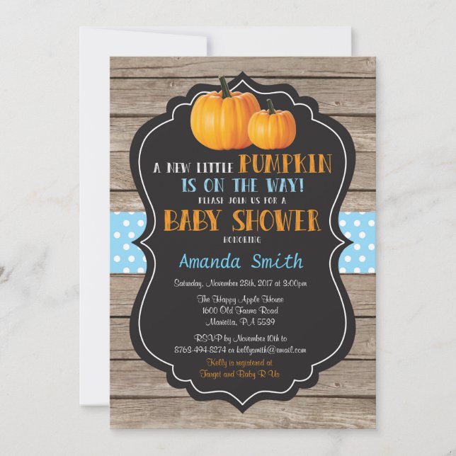 Rustic Pumpkin Fall Boy Shower-inbjudan Inbjudningar (Framsida)