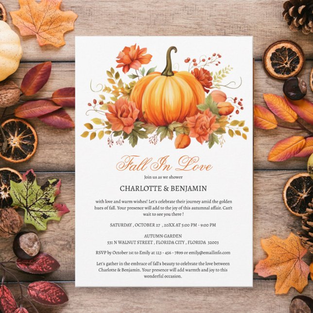 Rustic Pumpkin Fall eller Couple Shower för hösten Inbjudningar (Skapare uppladdad)