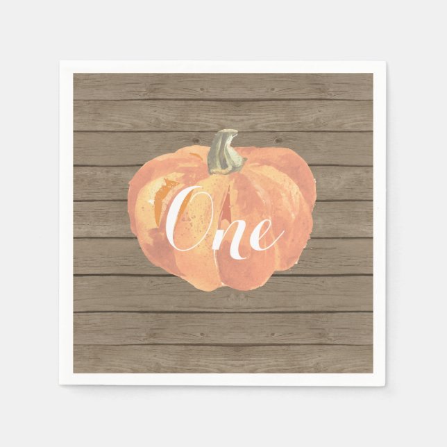 Rustic Pumpkin Fall First Födelsedagsfest Napkin Pappersservett (Framsidan)
