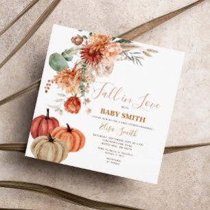 Rustic Pumpkin Fall i Kärlek Blommigt Baby Shower Inbjudningar