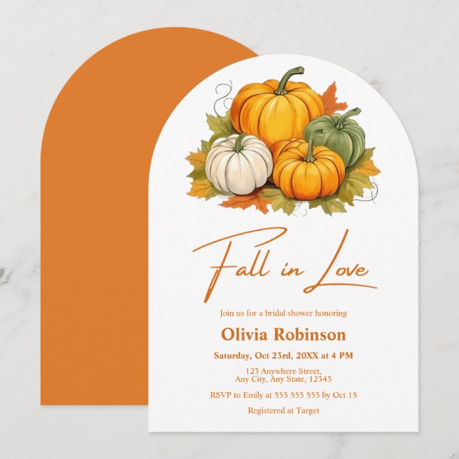 Rustic Pumpkin Fall i Kärlek Möhippa Inbjudningar (Fram/baksida)