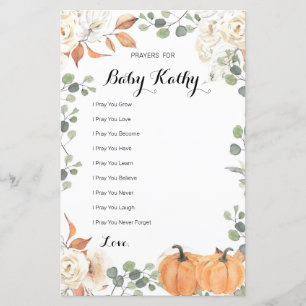 Rustic Pumpkin Fall i Kärlek Prayers for Baby Sign