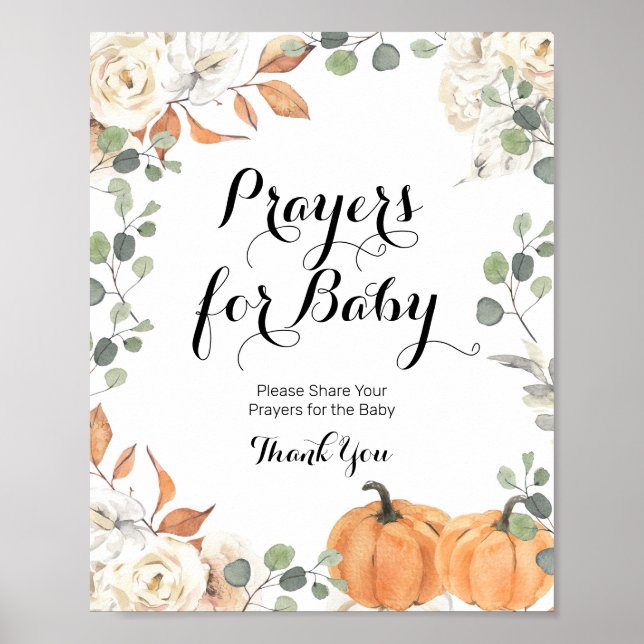 Rustic Pumpkin Fall i Kärlek Prayers for Baby Sign Poster (Framsidan)