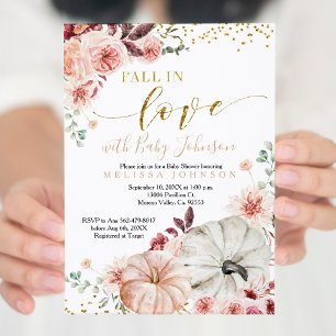 Rustic Pumpkin Fall in Kärlek Baby Shower-inbjudan Inbjudningar