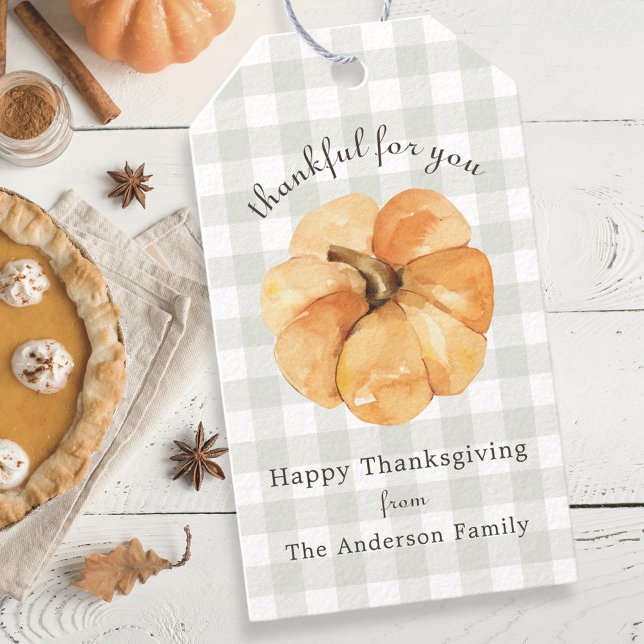Rustic Pumpkin Fall Thanksgiving Tack för din Presentetikett (Skapare uppladdad)