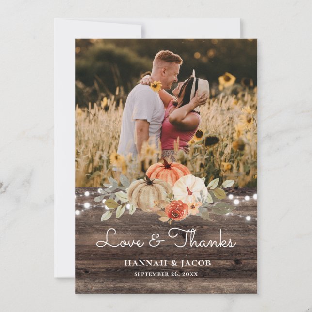 Rustic Pumpkin Fall Wedding Kärlek och tack (Framsida)