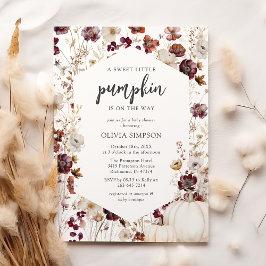 Rustic Pumpkin Fall Wildblomma Baby Shower Inbjudningar
