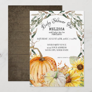 Rustic Pumpkin Farm Solrosblomma Babyskor Inbjudningar