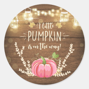 Rustic Pumpkin Favor Tags Sticker Topper Wood Fall Runt Klistermärke