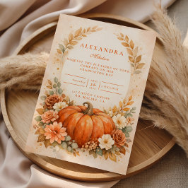 Rustic Pumpkin Floral Fall Graduation Inbjudningar