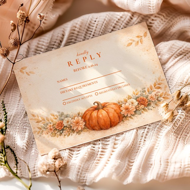 Rustic Pumpkin Floral Fall Graduation OSA Kort (Skapare uppladdad)