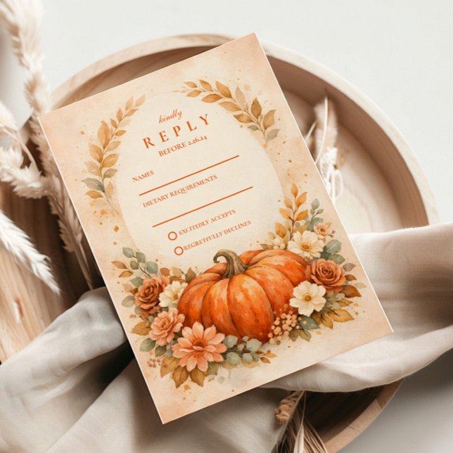 Rustic Pumpkin Floral Fall Wedding OSA Kort (Skapare uppladdad)