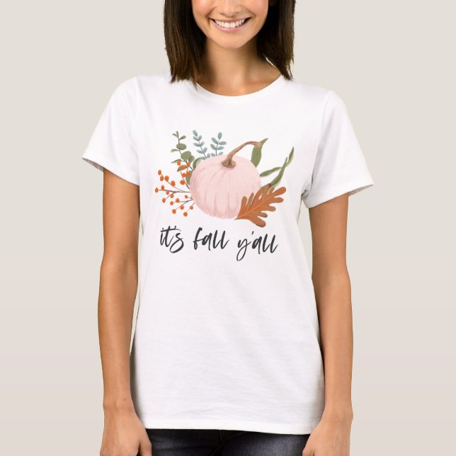 Rustic Pumpkin Foliage Det är Fall Y'all T Shirt (Framsida)