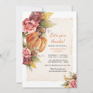 Rustic Pumpkin Ge Thanksgiving Middag Inbjudningar