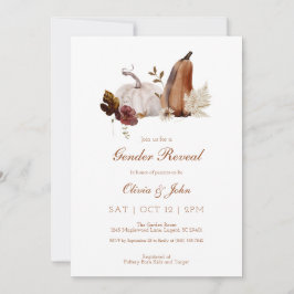 Rustic Pumpkin Gender Reveal-inbjudan Tack Kort