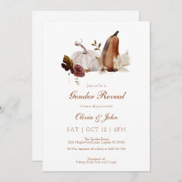 Rustic Pumpkin Gender Reveal-inbjudan Tack Kort