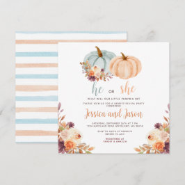 Rustic Pumpkin Gender Reveal Party Inbjudningar