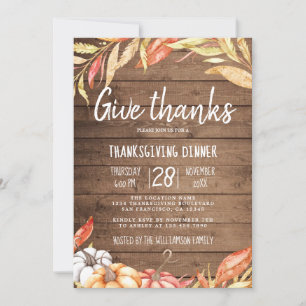 Rustic Pumpkin Golden Foliage Thanksgiving Dinner Inbjudningar