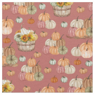 Rustic Pumpkin Harvest på Mörk Coral Rosa Tyg