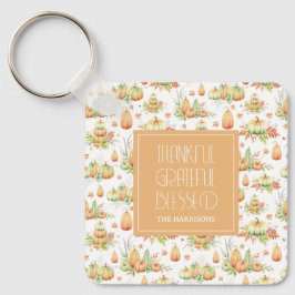 Rustic Pumpkin Lämnar tacksamma tacksamma välsigne Nyckelring
