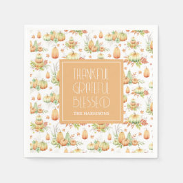 Rustic Pumpkin Lämnar tacksamma tacksamma välsigne Pappersservett
