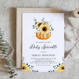 Rustic Pumpkin med solblommor Fall Baby Sprinkle Inbjudningar