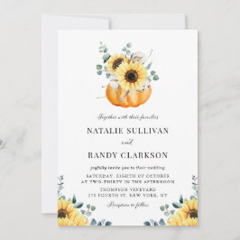 Rustic Pumpkin och Solblommor Fall Wedding Inbjudningar