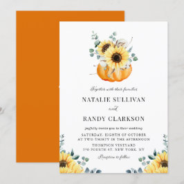 Rustic Pumpkin och Solblommor Fall Wedding Inbjudningar