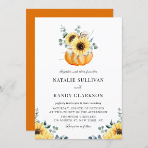 Rustic Pumpkin och Solblommor Fall Wedding Inbjudningar