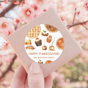 Rustic Pumpkin Paj Thanksgiving Runt Klistermärke