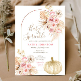 Rustic Pumpkin Pampas Baby Sprinkle-inbjudan Inbjudningar