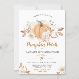 Rustic Pumpkin Patch Birthday Bash Party Inbjudningar