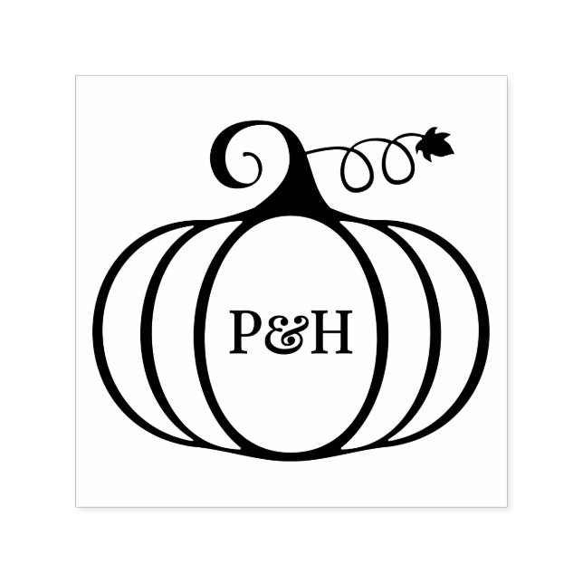 Rustic Pumpkin Ram 2 Ursprungligt par Monogram Självfärgande Stämpel (Design)