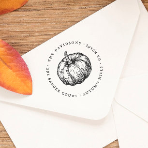 Rustic Pumpkin Round Returadress Självfärgande Stämpel