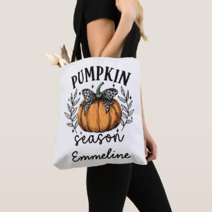 Rustic Pumpkin Season Fall Thanksgiving Namn Tygkasse