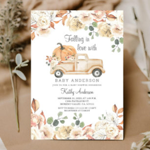 Rustic Pumpkin som sjunker i Kärlek Baby Shower Inbjudningar