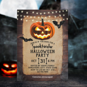 Rustic Pumpkin Spooktacular Halloween fest Inbjudningar