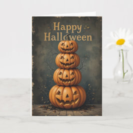 Rustic Pumpkin Stack Halloween Farmhouse Vibe Kort