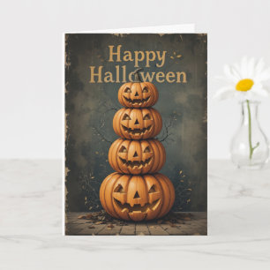 Rustic Pumpkin Stack Halloween Farmhouse Vibe Kort