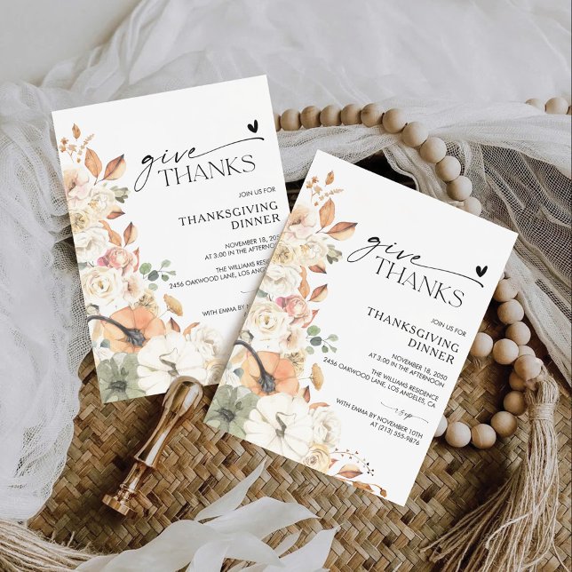 Rustic Pumpkin Thanksgiving Dinner Invitation Spara Datumet (Skapare uppladdad)