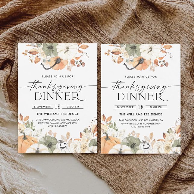 Rustic Pumpkin Thanksgiving Dinner Invitation Spara Datumet (Skapare uppladdad)