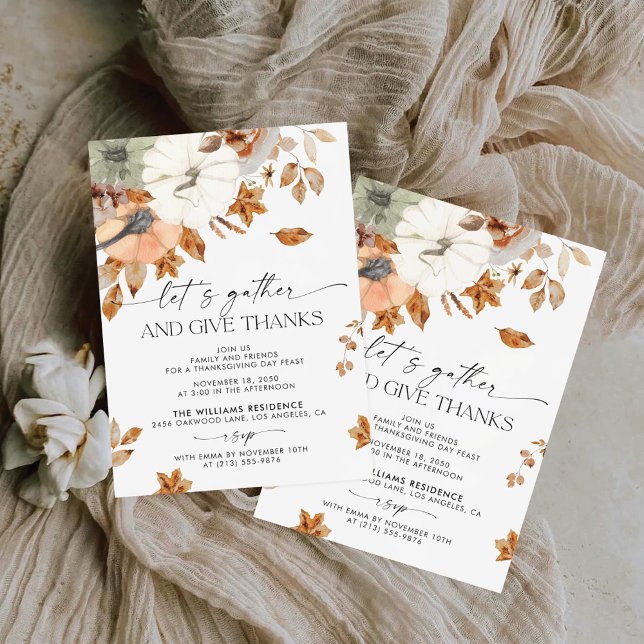 Rustic Pumpkin Thanksgiving Dinner Invitation Spara Datumet (Skapare uppladdad)